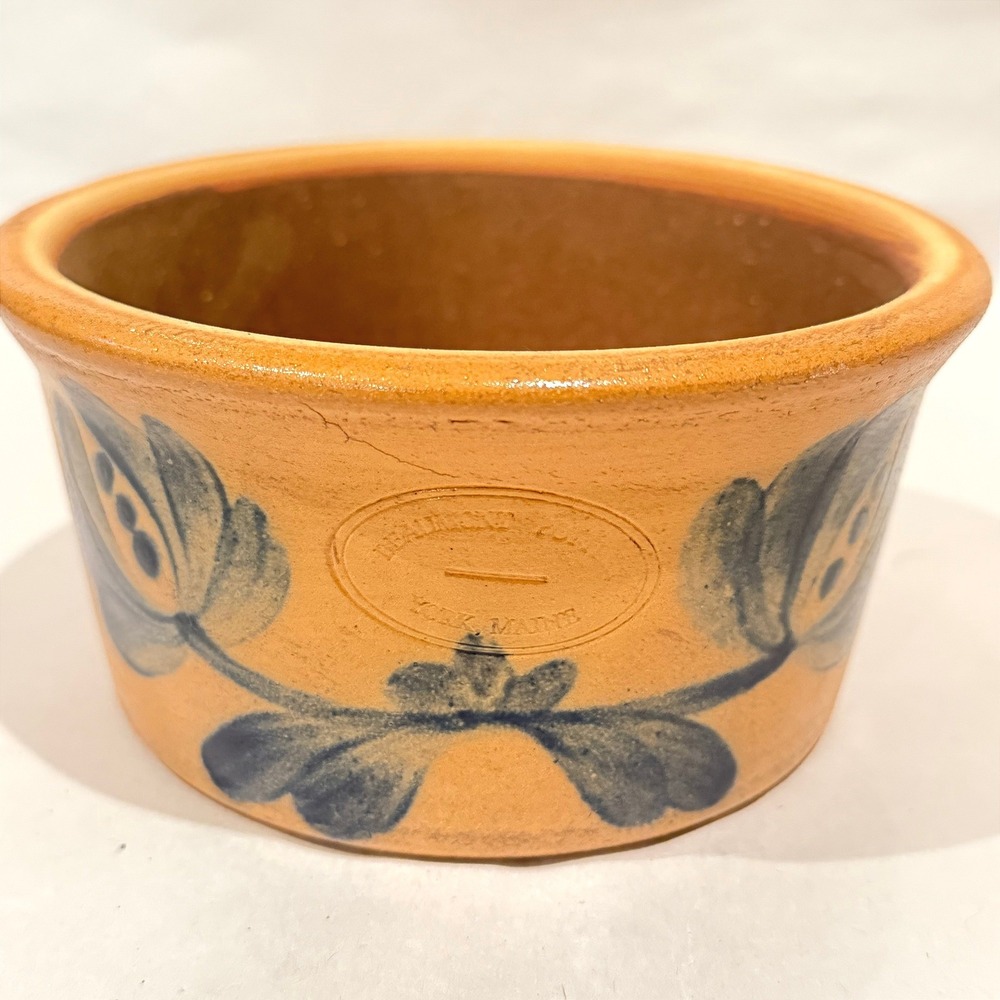 Beaumont Pottery York Maine 1985 Salt Glaze Bowl Cobalt Floral Jerry Signed